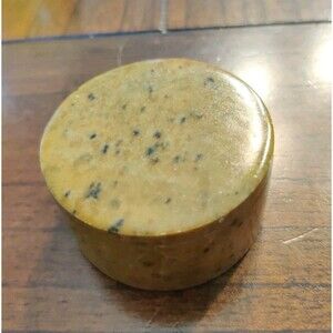 Round Trinket Jewelry Box Brown Marble Stone Made In Brazil 2.25" Vintage